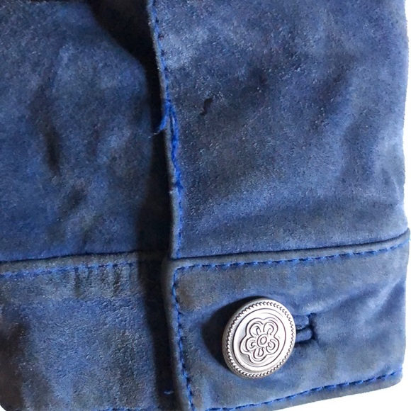 Navy blue suede jacket. - Picture 3 of 6